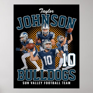 Poster Joueur de football Photo personnalisée Rétro Bootl