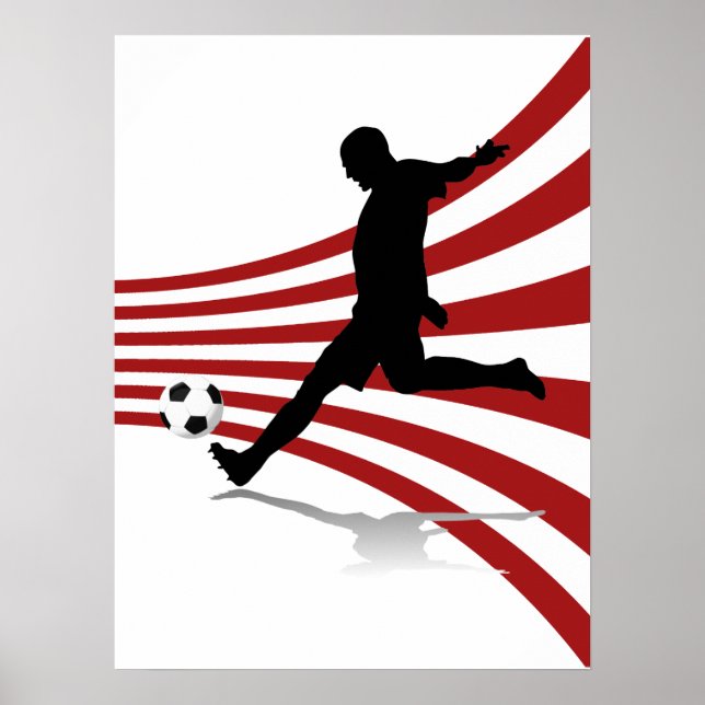 Poster Joueur de football rouge et blanc (Devant)