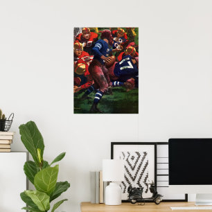 Poster Joueur de football sportif vintage Quartier en jeu