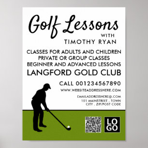 Poster Joueur de golf Silhouette, GoIf Leçon de publicité