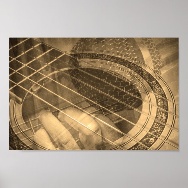 Poster Joueur de guitare chanteur collage (Devant)