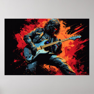 Poster Joueur de guitare Musique Peinture Art Décor Abstr