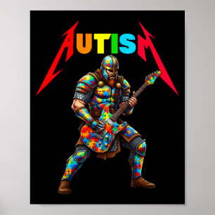 Poster Joueur de guitare viking autiste musique rock auti