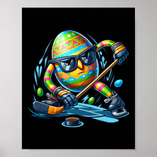 Poster Joueur de hockey de Pâques Œufs Œuf Lapin Lapins H
