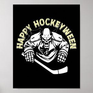 Poster Joueur de hockey effrayant Joyeux Hockeyween Hocke