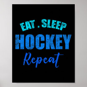 Poster Joueur de hockey garçons drôles Manger Dormir Hock