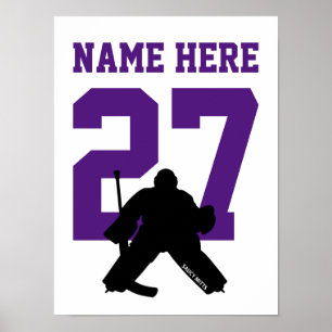 Poster Joueur de hockey personnalisé Numéro violet