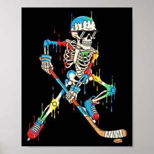 Poster Joueur de hockey squelette coloré glace à la crème