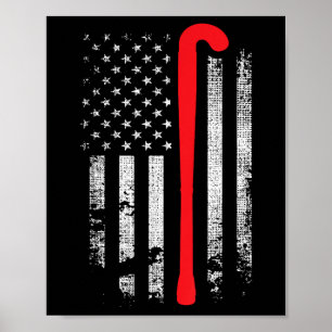 Poster Joueur de hockey sur gazon patriotique Fan de hock