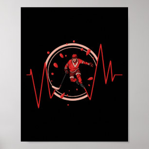 Poster Joueur de hockey sur glace Battement de coeur Spor