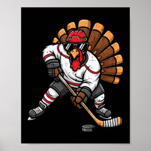 Poster Joueur de hockey sur glace de Thanksgiving Dinde H