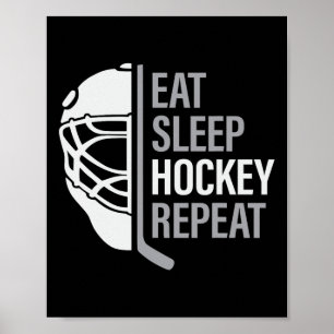 Poster Joueur de hockey sur glace Manger Dormir Hockey Ré