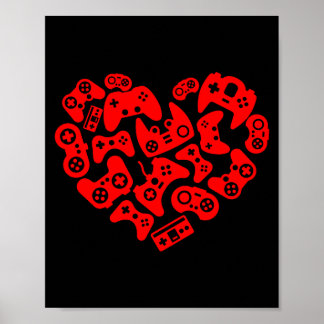 Poster Joueur de jeu vidéo Threadrock Cœur des manettes