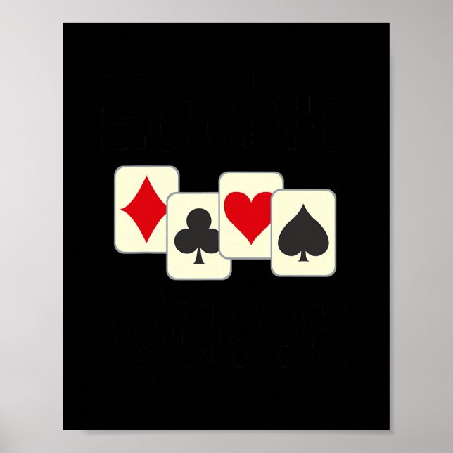 Poster Joueur de la carte Euchre Queen Funny (Devant)