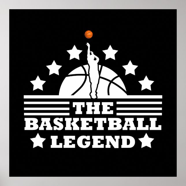 Poster Joueur de légende de basket-ball blanc orangé (Devant)