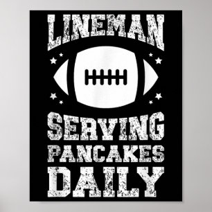 Poster Joueur de ligne au football servant des crêpes Jou