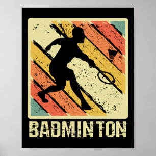 Poster Joueur de navette Vintage rétro Badminton