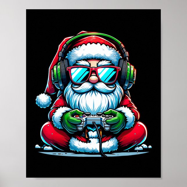 Poster Joueur de Noël Jeu Vidéo Garçons Père Noël Noël (Devant)