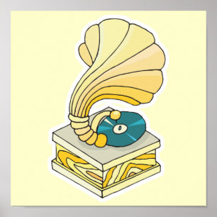 Poster joueur de phonographe