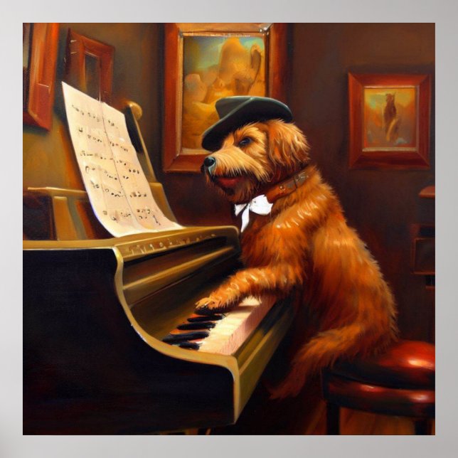 Poster Joueur de piano de chien (Devant)