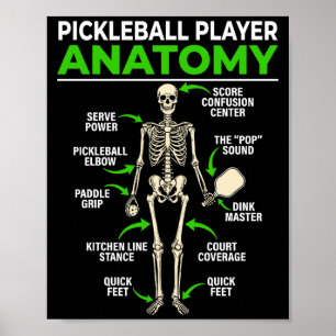 Poster Joueur de pickleball anatomie drôle dink pickle ba