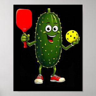 Poster Joueur de pickleball art drôle pickle ball