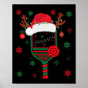 Poster Joueur de Pickleball Noël Reindees Noël