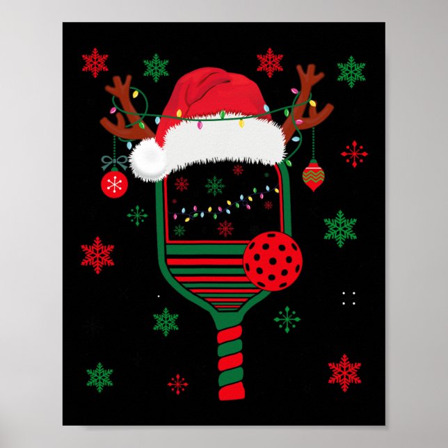 Poster Joueur de Pickleball Noël Reindees Noël (Devant)