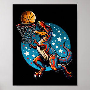 Poster Joueur de sketll T-rex Dinosaure 