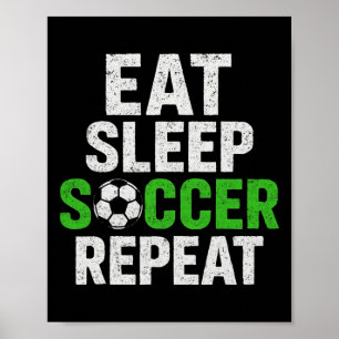 Poster Joueur de soccer rétro disant manger dormir jeu ré