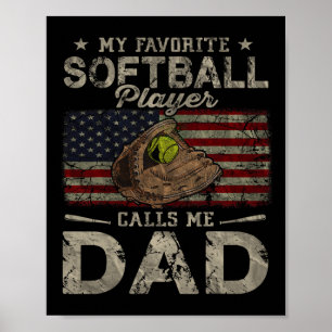 Poster Joueur de softball favori m'appelle Fête des pères