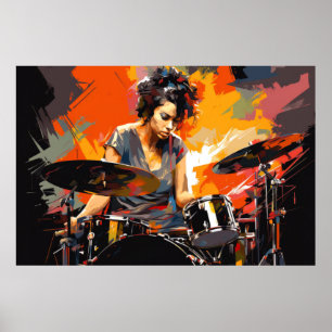 Poster Joueur de tambour Musique Peinture Art abstrait Dé
