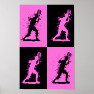 Poster Joueur de tennis abstrait - Style aquarelle 
