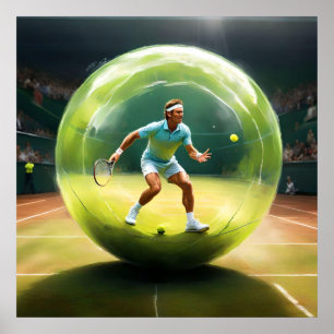Poster Joueur De Tennis Ball Sur Court,