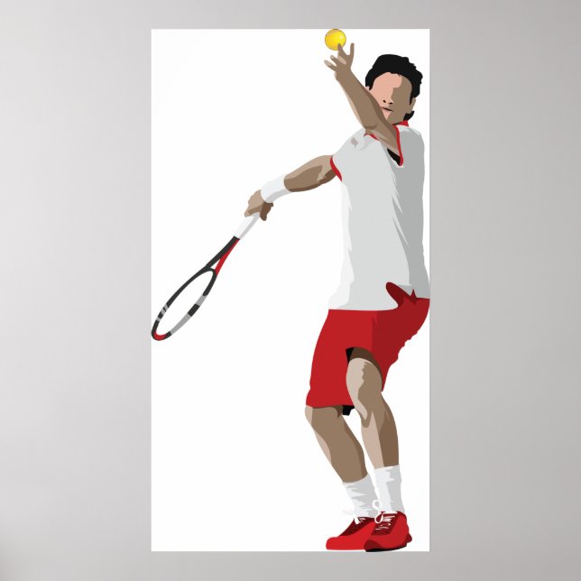 Poster Joueur de tennis en service (Devant)