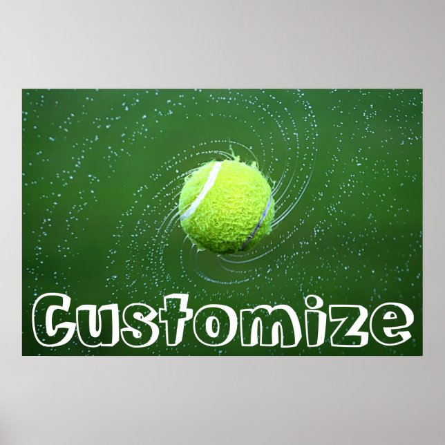Poster Joueur de tennis Texte personnalisé tournoi balle  (Devant)