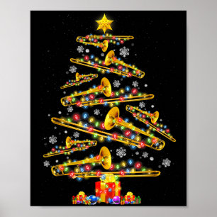 Poster Joueur de trombone de Noël Arbre de Noël Musique J