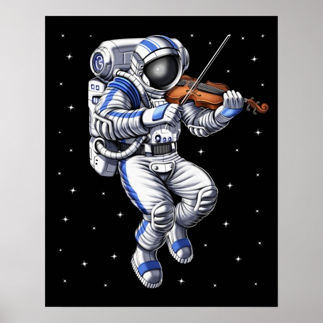 Poster Joueur de violon astronaute (Devant)