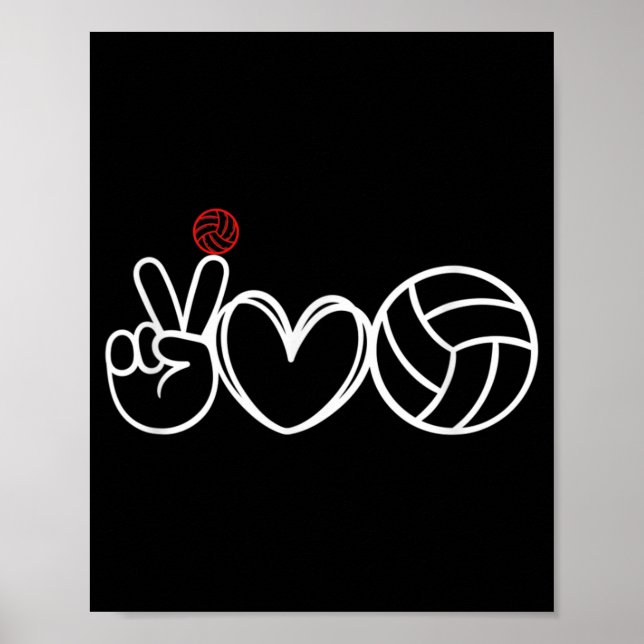 Poster Joueur de volley-ball Peace Love Graphic (Devant)