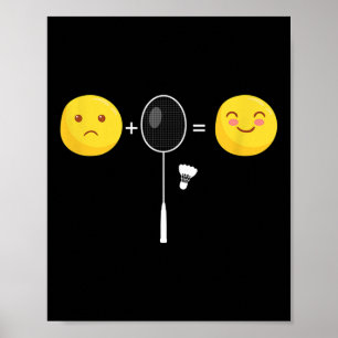 Poster Joueur d'équipe de badminton heureux et amusant En