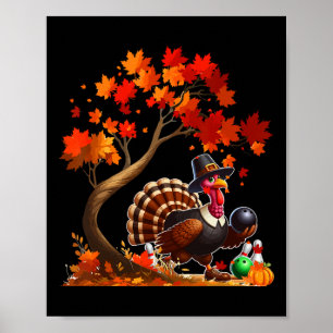 Poster Joueur du Bowling de Thanksgiving de l'arbre de ch