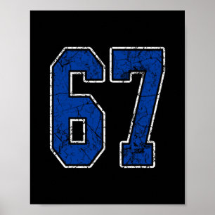 Poster Joueur Maillot Royal Bleu Et Blanc Numéro 67 Unifo