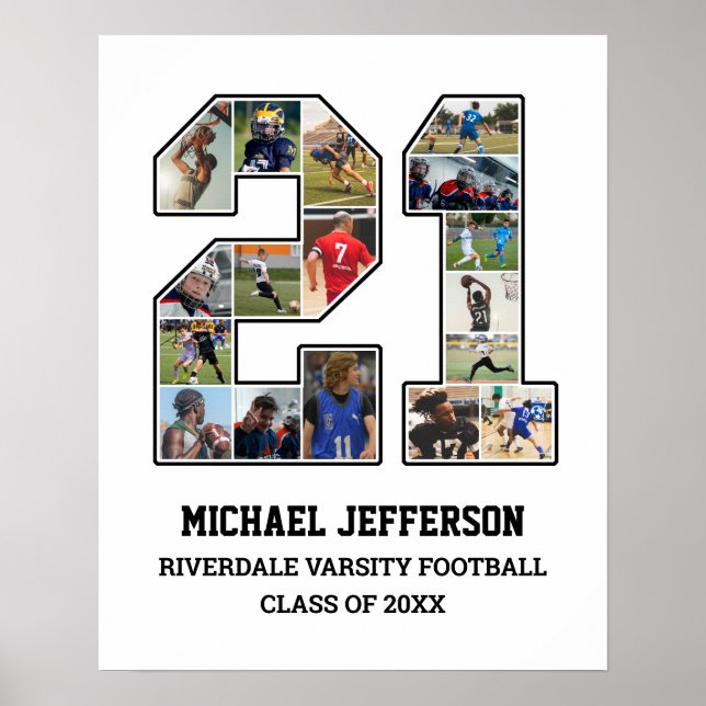 Poster Joueur Numéro 21 Équipe sportive senior Collage ph (Devant)