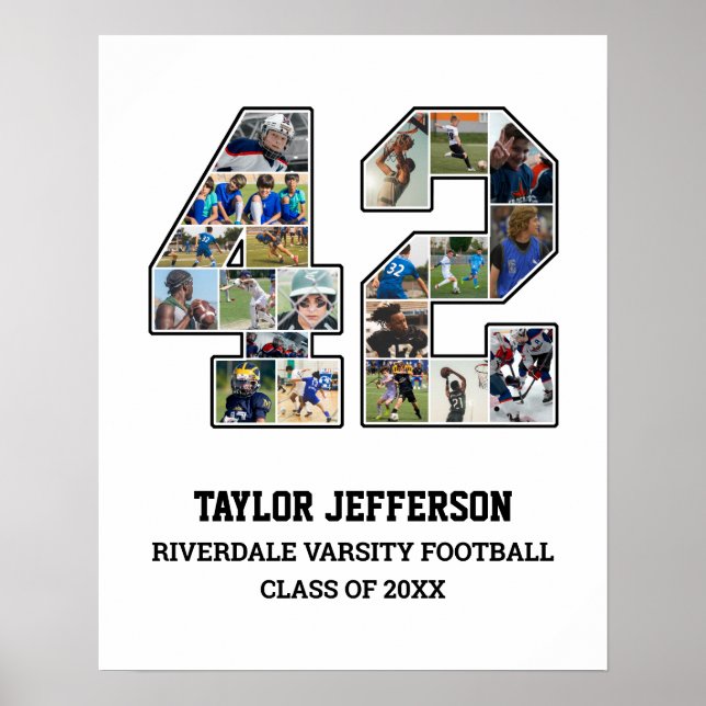 Poster Joueur Numéro 42 Équipe sportive senior Collage ph (Devant)