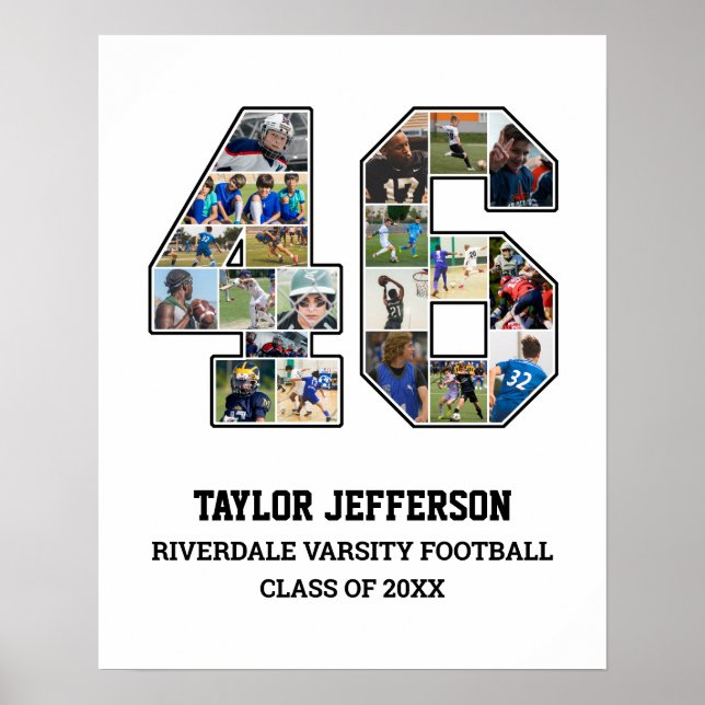 Poster Joueur Numéro 46 Équipe sportive senior Collage ph (Devant)