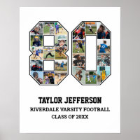 Joueur Numéro 80 Senior Sports Team Photo Collage