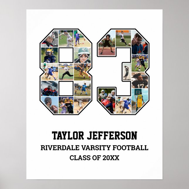 Poster Joueur Numéro 83 Équipe sportive senior Collage ph (Devant)