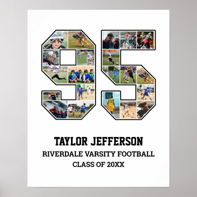 Poster Joueur Numéro 95 Équipe sportive senior Collage ph (Devant)