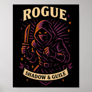 Poster Joueur Rpg Rogue D20 Dés Fou Nerd Hommes Femmes En