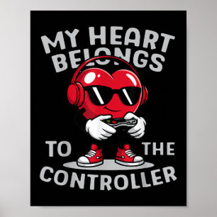 Poster Joueur Vidéo Valentines Jour Avec Mon Coeur Appart